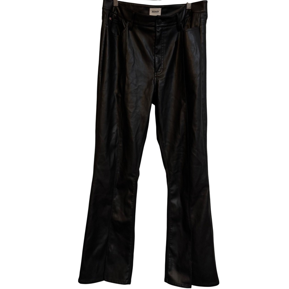 Hudson Jeans Blair Bootcut Black Faux Leather Pants High Rise Seam Front Size 31